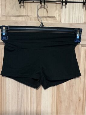 SHEIN Black Fold-Over Waistband Bike Shorts
